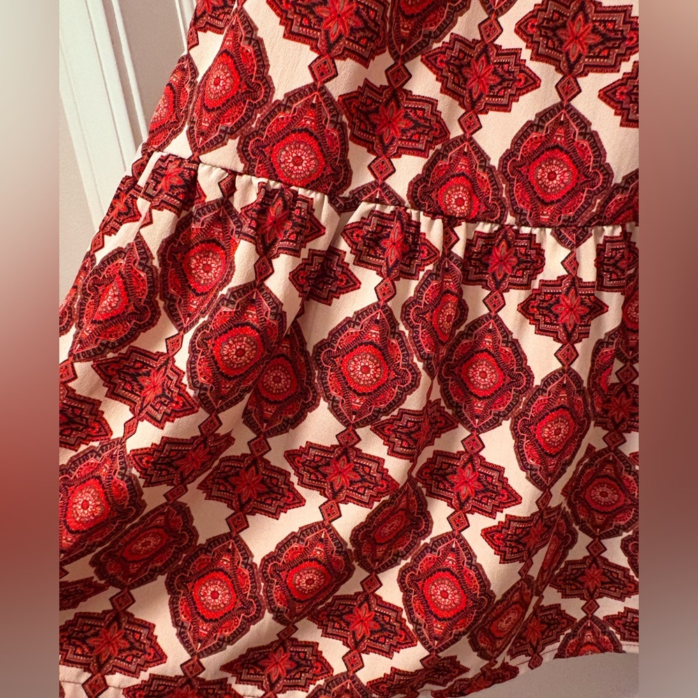 Vero Moda Red Moroccan Patterned Short Sleeve Dress - Picture 6 of 9